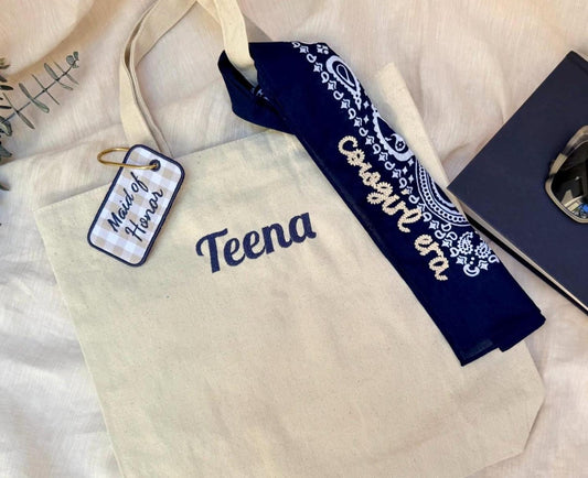 Personalized Gift Set — Tote Bag, Bandana & Bag Charm