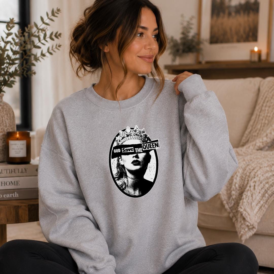 God Save the Queen Graphic Crewneck Sweatshirt
