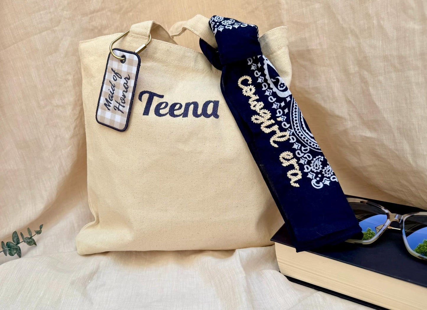 Personalized Gift Set — Tote Bag, Bandana & Bag Charm